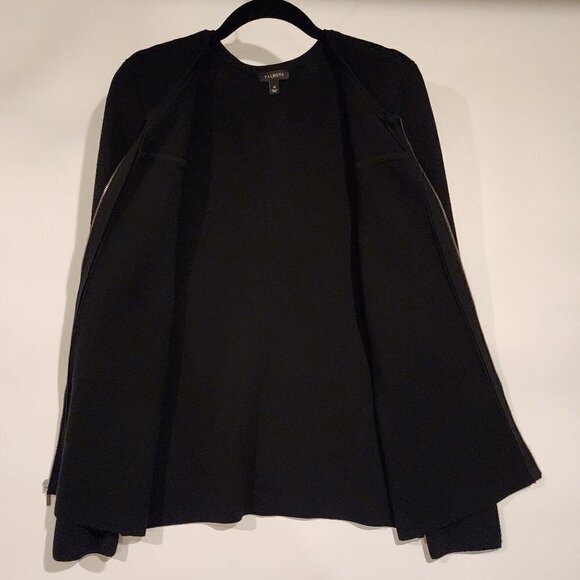 Talbots Luxe Knit Zip Front Jacket Black Tight Knit Sweater Cargian Jacket sz M - Picture 3 of 8